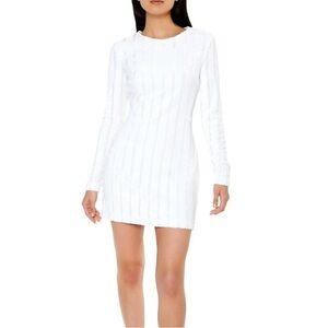 White Long Sleeve Sequin Dress